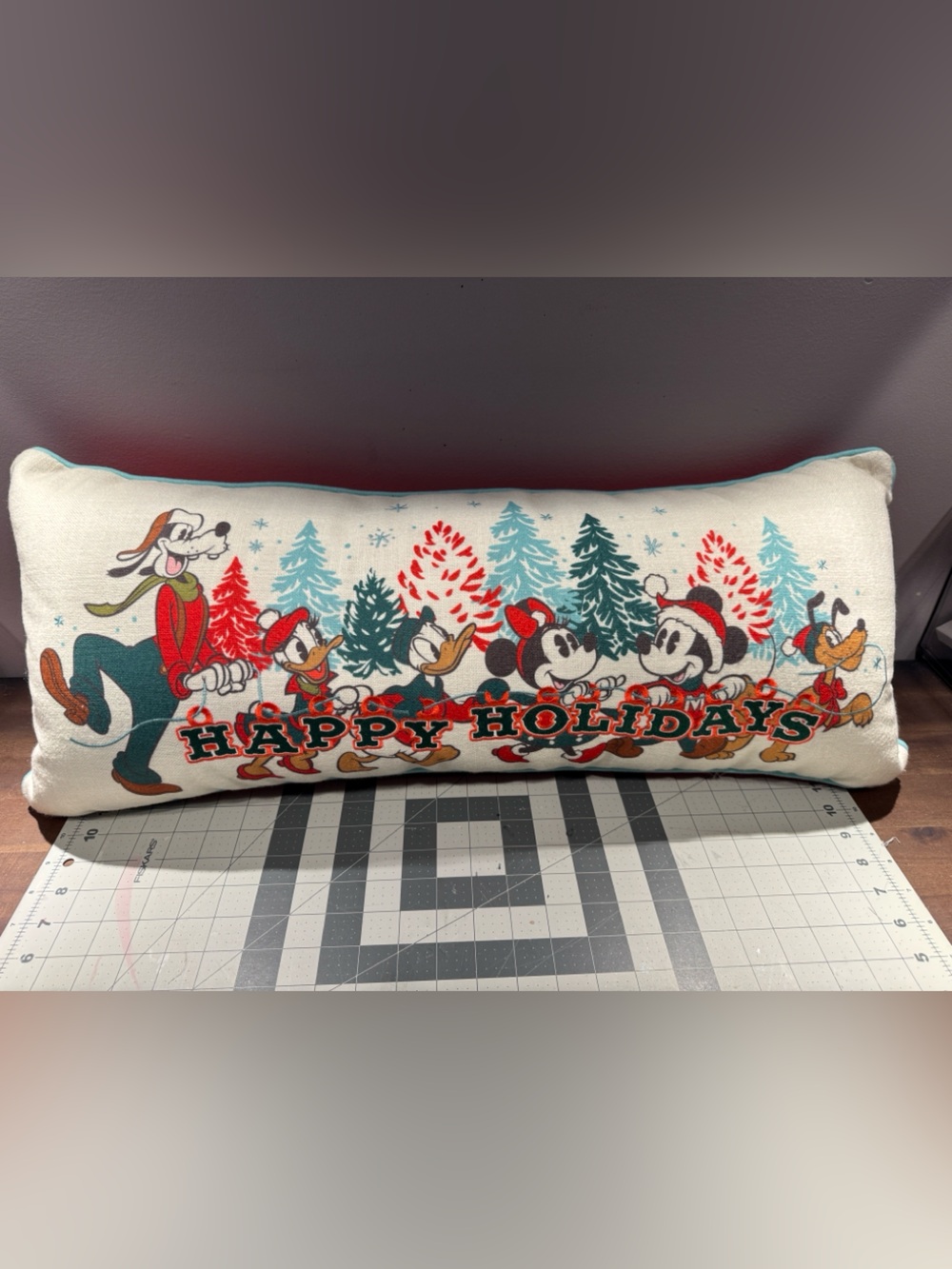 Disney, Mickey Mouse, and friends Holiday throw pillow